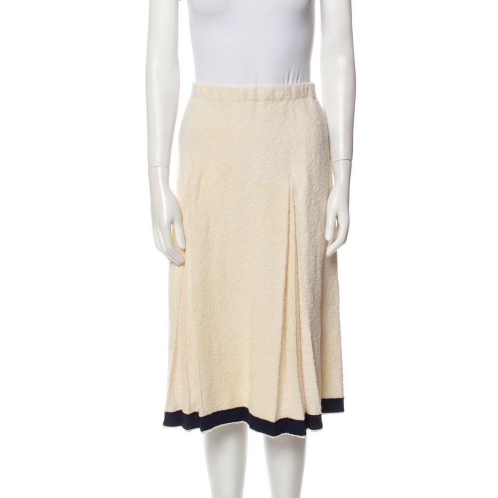 Vintage Adolfo Cream and Navy Blue Two-Piece Skirt Set - Size Small - Picture 8 of 12